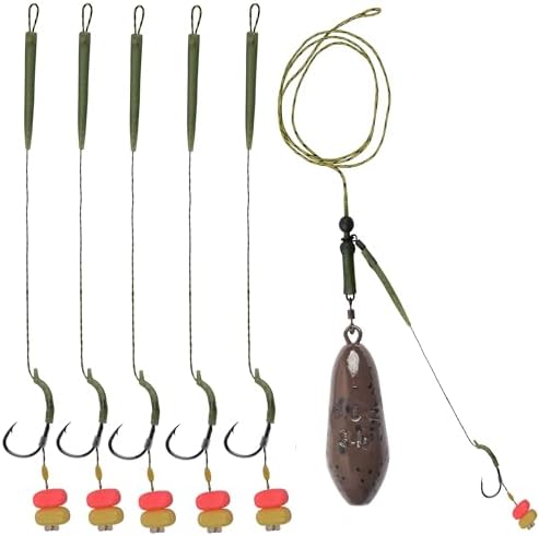 Carp Fishing Hair Rigs Fishing Accessories Set Carp Sinker Weights Bait Rig Set Up Swivels Hooks Corn Bait Leader Rigs for Bass Catfish Fish Tackle Rigs by JOGFFDE