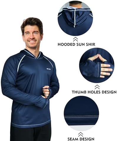 Men's UPF 50+ Sun Protection Hoodie, Long Sleeve Fishing Shirt - Image 3