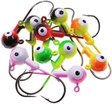 Fishing Lures Jig Heads,Ball Heads 1/32oz-1oz,Sharp Fishing Hooks for Freshwater or Saltwater by Temorah