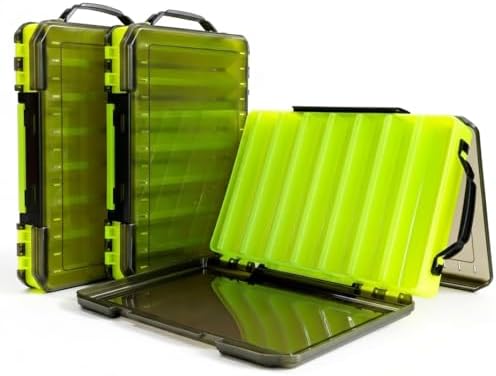 Fishing Tackle Boxes Lure Organizer: 2 Packs Hard Bait Storage Box - Double Sided Fishing Lure Case with 14 Compartments Container (Chartreuse, L) - Image 6