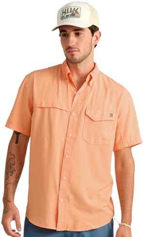 HUK Men's Tide Point Kc Scott Original Artwork Short Sleeve Shirt, Fishing Button Down by HUK