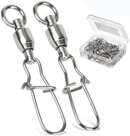 AMYSPORTS Duo Lock Snap Fishing Swivels Stainless Barrel Swivels Fishing Lure Snap Swivels Ball Bearing Swivels Fishing Tackle for Saltwater Fishing Freshwater Fishing by AMYSPORTS