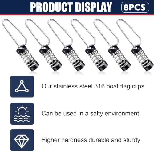 Moxweyeni Stainless Steel Boat Flag Clips for Halyards Outriggers - Image 3