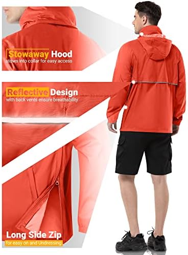 Outdoor Ventures Men's Rain Jacket Waterproof Lightweight Packable Pullover - Image 4