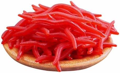 Soft Plastic Red Worm Baits, Scented Artificial Fishing Lures for Freshwater, Reusable Silicone Red Worms for Bass, Trout, and More by Unknown