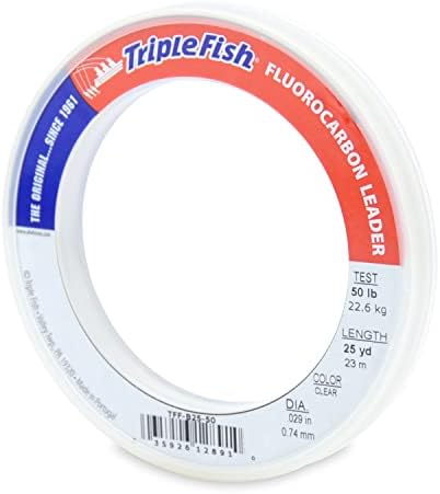 Triple Fish 100% Fluorocarbon Fishing Leader - Clear Invisible Strong and Heavy Duty Highly Abrasion Resistant, Fast Sinking Freshwater & Saltwater by TripleFish