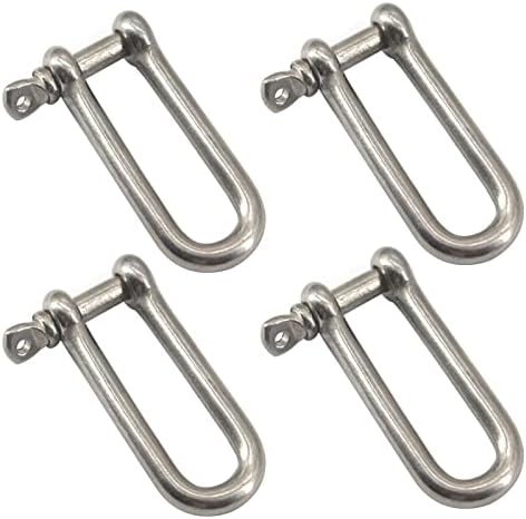 M8 Long D Ring Shackle 304 Stainless Steel Anchor Shackle with Screw Pin for Material Handling,Rigging Accessories,Connecting Chains and Ropes (Pack of 4) by Zerniple