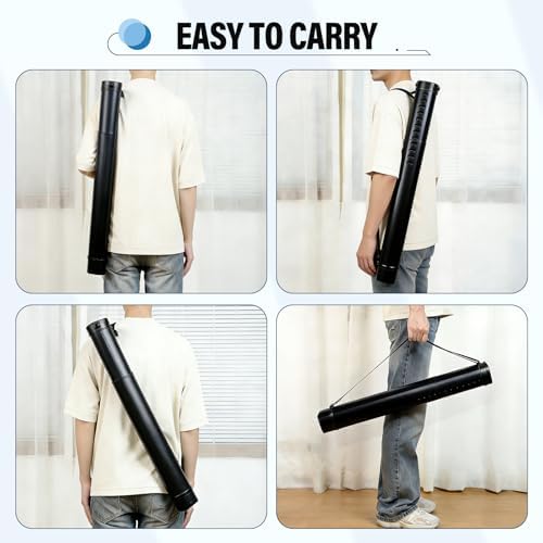 DEWEL Adjustable A0 Poster Tube 24.5"-42", Blueprint Tube with Strap - Image 4