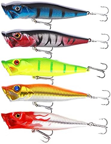 Popper Fishing Lures Topwater Hard Baits Swimbait with Treble Hook by FANGBLUE