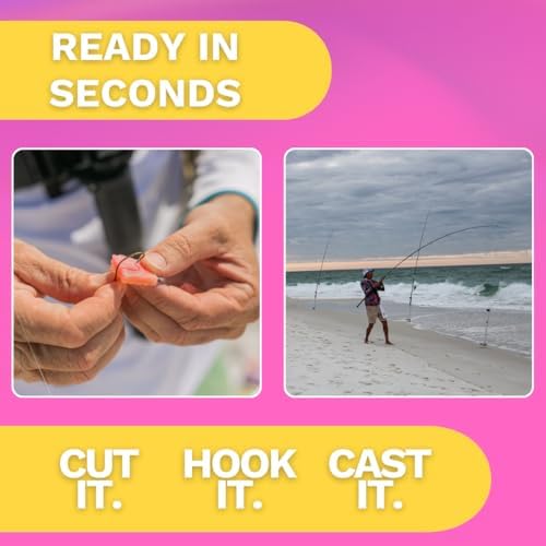 FishGum Surf Fishing Bait Strips for Saltwater Beach Fishing – Real Shrimp, Crab, Clam & Sand Flea Infused Scent – Artificial Cut Bait for Pompano, Redfish & Flounder - Image 4