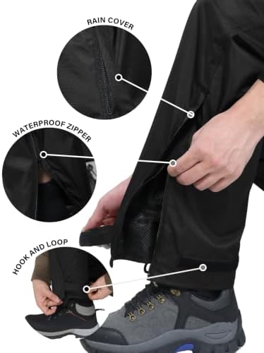 iCreek Men's Rain Pants Waterproof Breathable Lightweight Rain Over Pants - Image 5