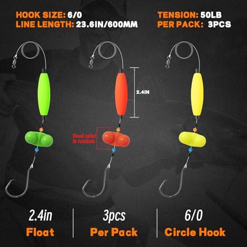 Catfish Rigs Catfish Float Rigs Catfishing Tackle Santee Rig 5/0 6/0 Circle Hooks for Peg Floats Catfish - Image 2