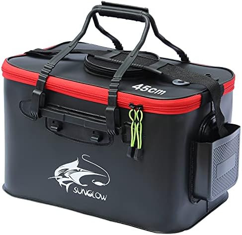 Grneric Fishing Bucket, 6Gallon/8Gallon/10Gallon Foldable Fish Bucket,Live Fish Container Multi-Functional Live Fish Bait Bucket,Outdoor Camping EVA Fishing Bag and Fish Protection Bucket by Grneric