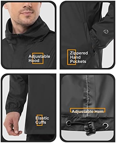 Outdoor Ventures Men's Rain Jacket Waterproof Lightweight Packable Pullover - Image 5