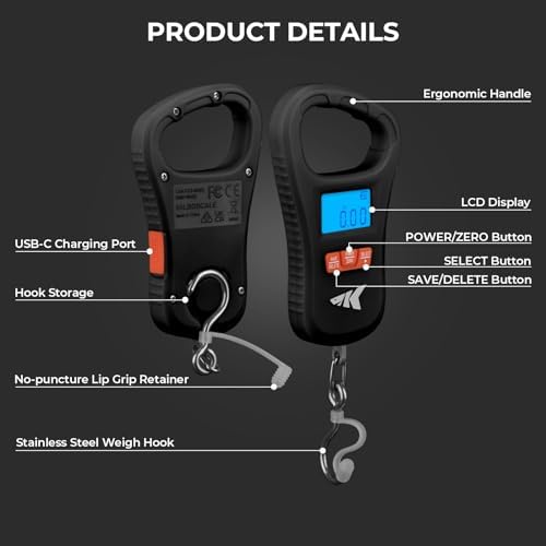 KastKing ToughTide USB Charging Fishing Scale, Fishing Gear, Black - Image 6