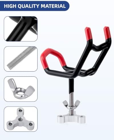 Dual-Angle Boat Fishing Rod Holder Rest, 4 Pack, 5° & 25° V-Shape Rod Cradle with Anti-Slip Rubber Tips, 3/8”-16 Thread Mount - Image 3