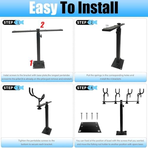 Aluminum Fishing Rod Holder for Boat, 360 Degree Rotation Adjustable Height - Image 5