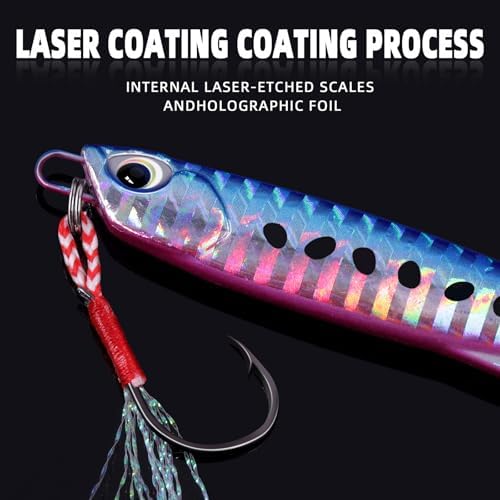 Tripquips Micro Shore Jigging Lure Saltwater Fishing Spoon Lures with Ultra-Sharp Hooks, Saltwater Jigs Fishing Lure for Tuna Salmon Grouper, Sea Fishing Jigging Lure, Trolling Spoon for Bass Fishing - Image 5