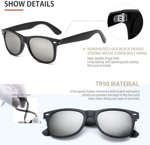 FEIDUSUN Sunglasses Men Polarized Sunglasses for Mens and Womens,Black Retro Sun Glasses Driving Fishing UV Protection - Image 2
