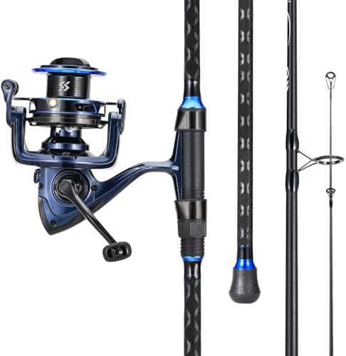 SOUGAYILANG Surf Fishing Rod and Reel Combo, Heavy 3-Piece Travel Spinning Rod with Reel for Red Drum, Striped Bass, Beach & Saltwater Fishing(9'/10'/11'/12') by Sougayilang