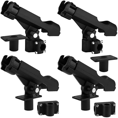 HiUmi Adjustable Black Fishing Rod Holder for Boat Kayak Swivel Side Mount Kits Tackle by HIUMI