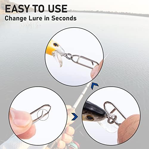 Alwonder 50-Pack Fishing Power Speed Clips, High Strength Stainless Steel Speed Clip for Fishing Lure Quick Change, Freshwater Saltwater Crankbait Popper Lures Quick Snap Connector Tackle - Image 4