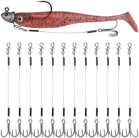 Stinger Hooks (12-Packs) for Jig Heads, Quick Snap #6/#8 Trailer Treble Hooks, 10#/40lbs Fluorocarbon Fishing Line - Walleye, Bass by OJYDOIIIY
