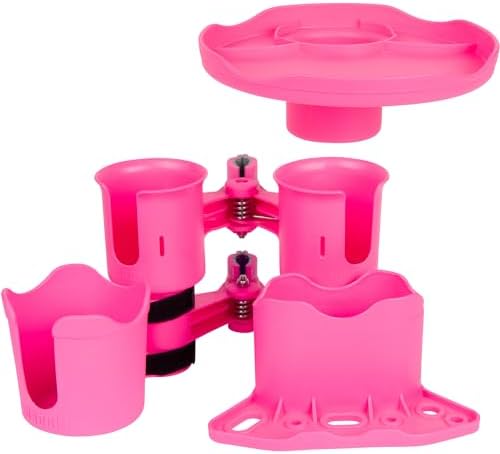 ROBOCUP, (Hot Pink EZ-Spring), Patented Clamp On Boat Cup Holder |Multifunction Dual Drink Caddy for Fishing Poles, Tools, Net |Portable Storage for Boating, Beach, Umbrellas, Golf Carts, Strollers - Image 6