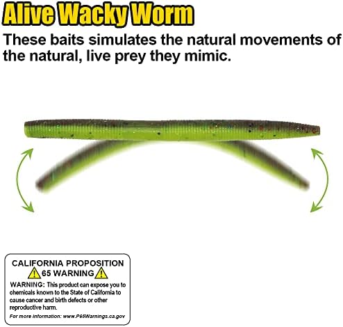 Wacky-Worms-Bass-Fishing-Lure-Kit-Wacky-Rig-Worms-Soft-Plastic-Stick-Baits3 4" 5" 6 inch - Image 3