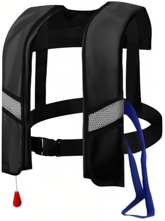 Automatic Inflatable Life Jacket Vest for Adults, Supports up to 330 lbs, with Reflective Strips and Manual Inflation Tube by Unknown
