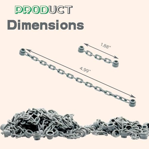 Taken All MOC Building Block Chain Links Accessories Chain Rope with End Studs Bricks Bulk Parts DIY Construction Toys Compatible with Major Brand for Kids 6Y+ (Light Gray) - Image 2