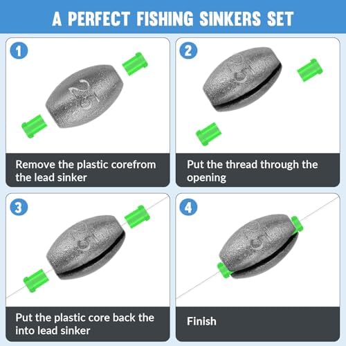 THKFISH Egg Fishing Sinkers Weights, Removable Rubber Core Fishing Weights Twist-Lock Sinker,Bass Weights Sinker Tackle Saltwater Casting Fishing Sinkers Set Oval Freshwater,1/8-1OZ - Image 6