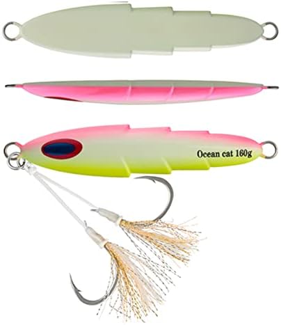 OCEAN CAT 1 PC Slow Pitch Jig Saltwater Fishing Lures Flat Fall Jigs, Jigging Baits with Hook for Saltwater Fishing 5 Colors 80G/120G/160G/200G/250G/300G - Image 4