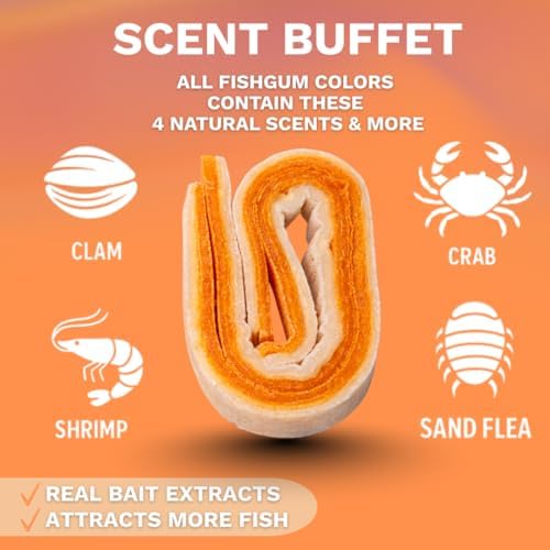 FishGum Surf Fishing Bait Strips for Saltwater Beach Fishing – Real Shrimp, Crab, Clam & Sand Flea Infused Scent – Artificial Cut Bait for Pompano, Redfish & Flounder - Image 3