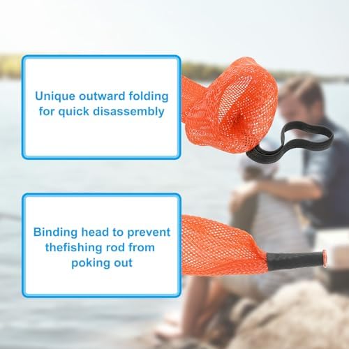 PATIKIL Rod Sock, Fishing Rod Sleeve Cover Braided Mesh Pole Protector Gloves Fishing Tools Pointed End for Spinning Fishing Rod Fly Rod Ice Rod Casting Rod - Image 6