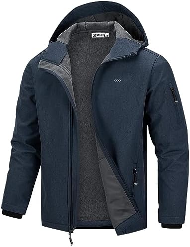 33,000ft Men's Hooded Fleece Lined Rain Shell Jacket Waterproof Lightweight by 33000ft
