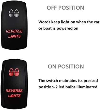 12V 24V RED Reverse Lights Rocker Switch with Wires 5 PIN ON-Off Laser Toggle Switch for Car Truck Trailer Van Jeep SUV RV UTV Dash Replace - Image 4