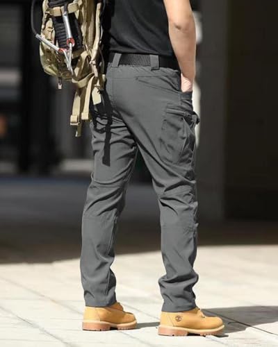 Men's Tactical Pants Stretch Waterproof Fabric Durable Cargo Pants for Hiking Casual Work Multi Pockets (No Belt) - Image 3