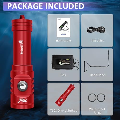 WINDFIRE TS08 Scuba Dive Light Rechargeable, Underwater Diving Flashlight - Image 5