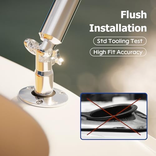 Fishing Rod Holder 2 Pack, 316 Stainless Steel 15/30/90 Degree Rod Holders for Fishing Boat, Flush Mount with Cap, Heavy Duty - Image 5