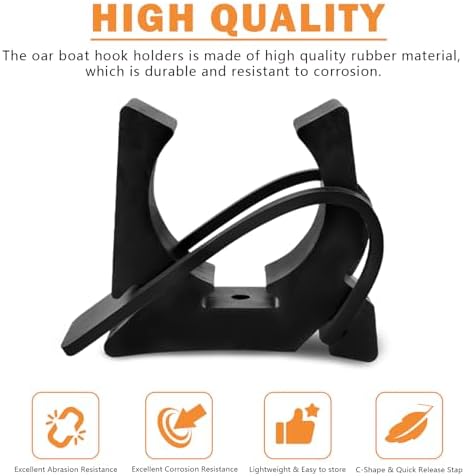 Boat Hook Holder, Black Rubber Quick Release Pole/Oar Holders - Image 6