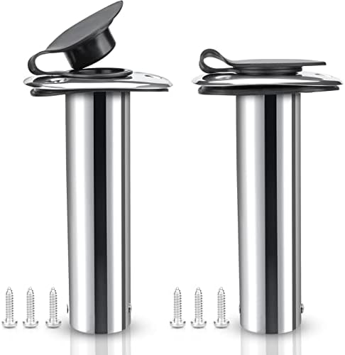 2PCS Flush Mounting Fishing Rod Holders with Rubber Cap, Liner and Gasket (Screws Included) by HOME