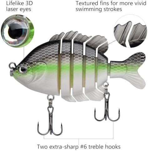 BASSDASH SwimPanfish Multi Jointed Bluegill Bass Fishing Lure Swimbaits - Image 4