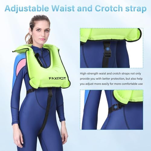 Snorkel Vest, Adults Portable Kayaking Buoyancy Inflatable Swim Vest Jackets, Diving Surfing Adjustable Snorkeling Vest Swimming Jacket for Outdoor Water Sports Fun Safety - Image 4