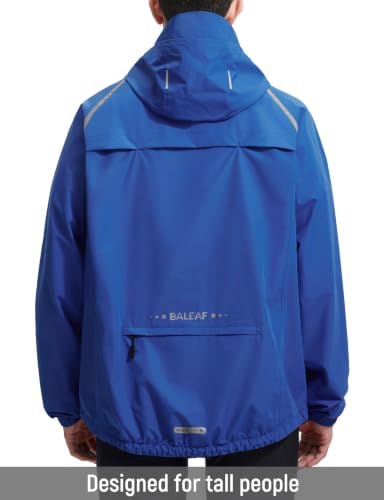 baleaf Men's Rain Jacket Waterproof Hood Lightweight Reflective Packable - Image 2