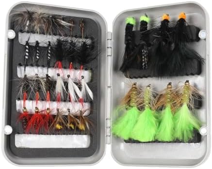 24/32/48/72/96 Fishing Lures Set with Waterproof Fly Box Fly Fishing Flies Assortment Dry Wet Nymphs Streamers & Wooly Buggers Trout Flies for Bass Salmon Fresh Saltwater by Unknown