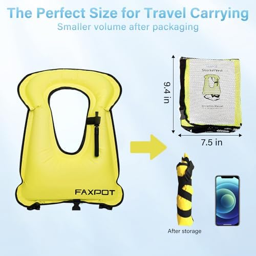 Snorkel Vest, Adults Portable Kayaking Buoyancy Inflatable Swim Vest Jackets, Diving Surfing Adjustable Snorkeling Vest Swimming Jacket for Outdoor Water Sports Fun Safety - Image 3