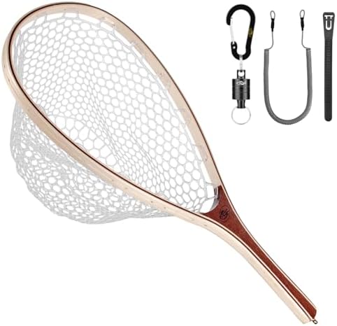 SF Fly Fishing Landing Net Soft Rubber Mesh Trout Net Catch and Release Net by SUNSHINEFISHING