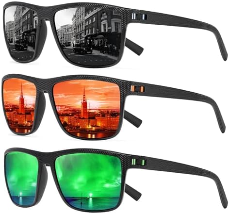 Square Polarized Sunglasses for Men and Women Lightweight Frame Sun Glasses with UV Protection by TURBOPEP