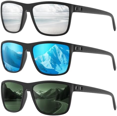 Fanshen Square Polarized Sunglasses for Men, 3 Pack Lightweight UV Protection Sun Glasses for Driving Fishing Golf by Unknown